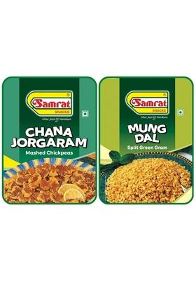 Samrat Samrat| Assorted Combo Pack Of 2 | Chana Jor Garam Mung Dal Snacks |Tasty Healthy Snacks| Namkeen|2X400G|800G|
