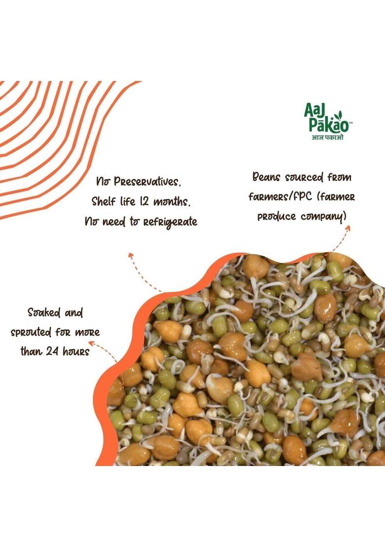 Aaj Pakao Boiled Mix Sprout | 900Gms Ready To Cook Matki Moong Chana Masoor Beans Instant Healthy Salad Soup Curry 100 Natural No Added Preservatives Pack Of 3 - Indya