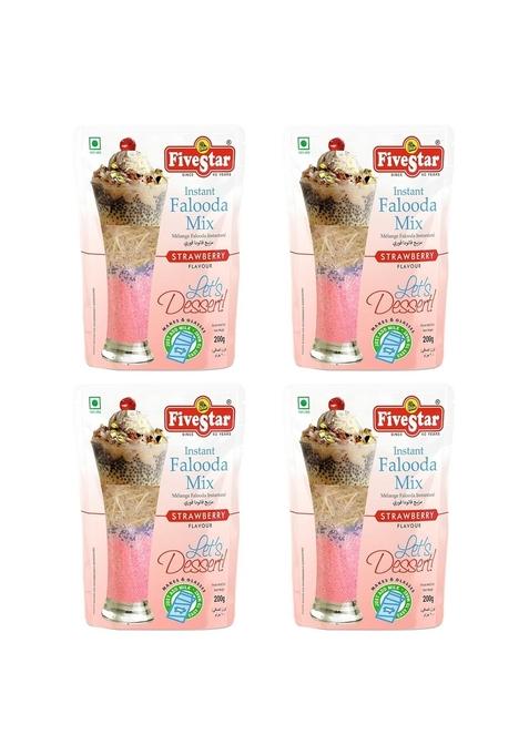 Fivestar Five Star Falooda Mix Strawberry Flavour 200 Gram Pack Of 4 800G | Extra Creamy Easy To Make Ready Eat