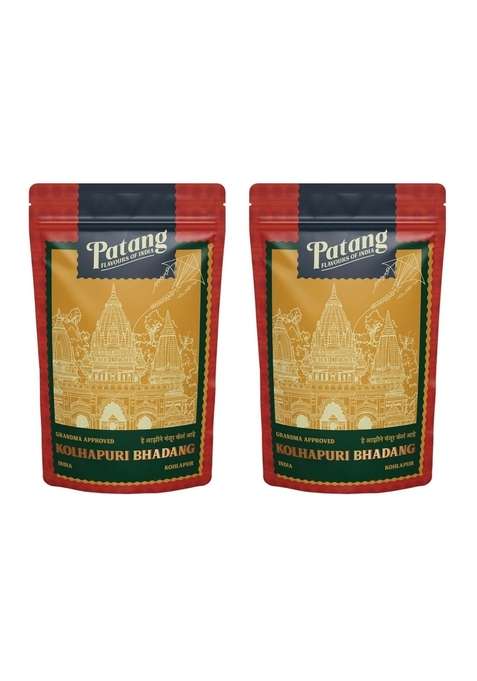 Patang Kolhapuri Bhadang Pack Of 2 75G Each | No Palm Oil Preservatives Authentic From Maharashtra Crunchy Delicious Namkeen Tea Time Snack Festive Special
