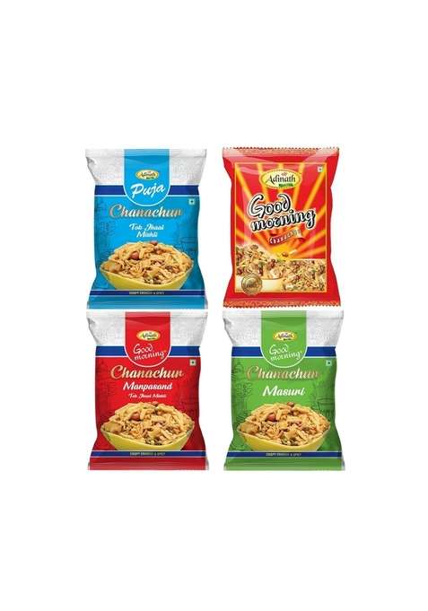 Good Morning Kolkata Chanachur Combo – Salty Masuri Spicy Puja Manpasand Tok Jhal Mishti Flavours | Crunchy Bengali Namkeen Mix Pack Of 4 X 500G