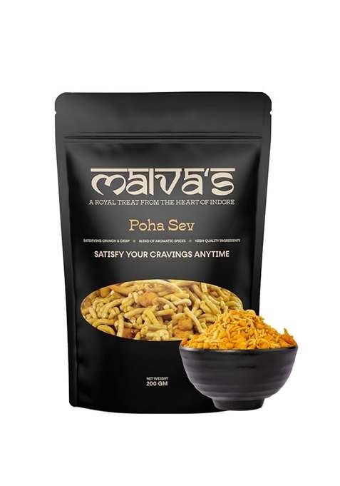 Malvas Food Poha Sev Namkeen 1 Kg Snack | Crispy Spicy All Time Favourite Indian Snacks Ready To Eat Indore Famous Light