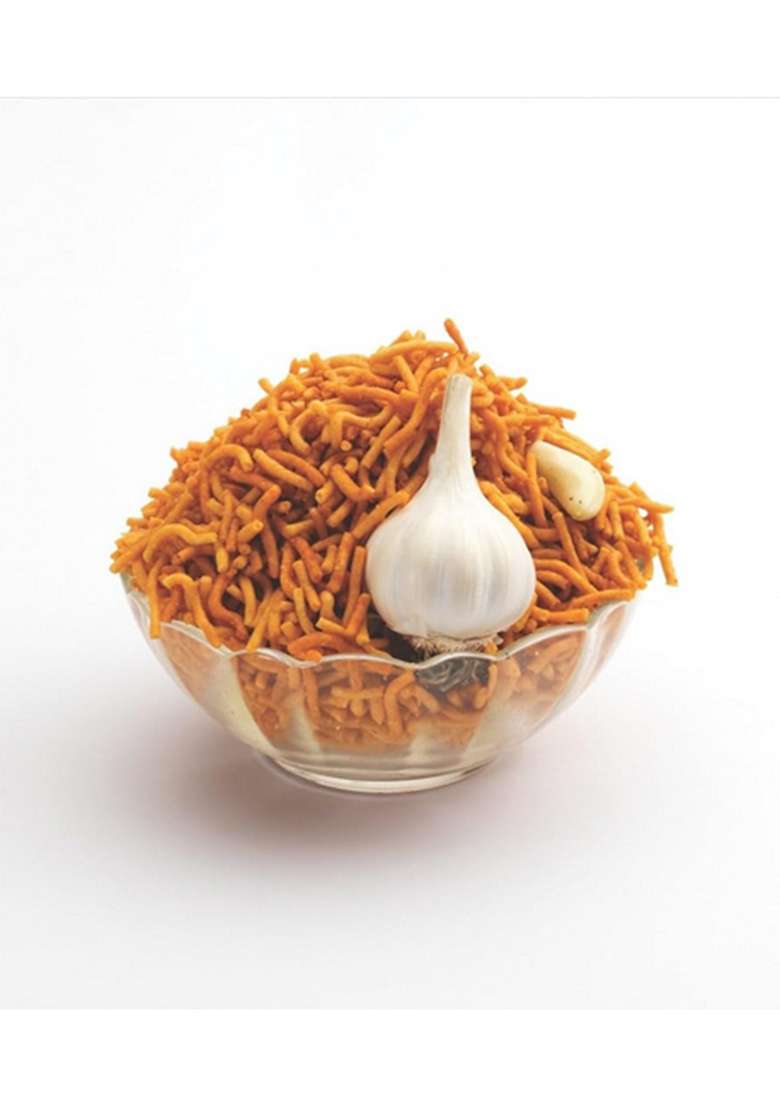 Lonavala Foods Garlic Sev Premium Snacks Indian Savory At Your Doorstep 250G - Indya