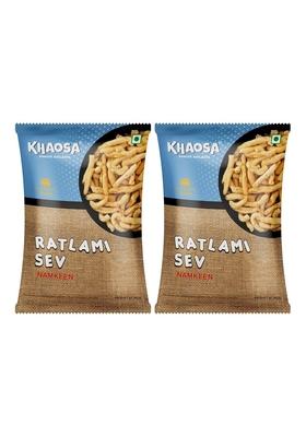 Khaosa Ratlami Sev | 400G Authentic Bikaneri Snack Spicy And Crunchy Gourmet Namkeen Nutritious Gluten Free Vegan Traditional Moth Gram Flour 200G Each – Pack Of 2