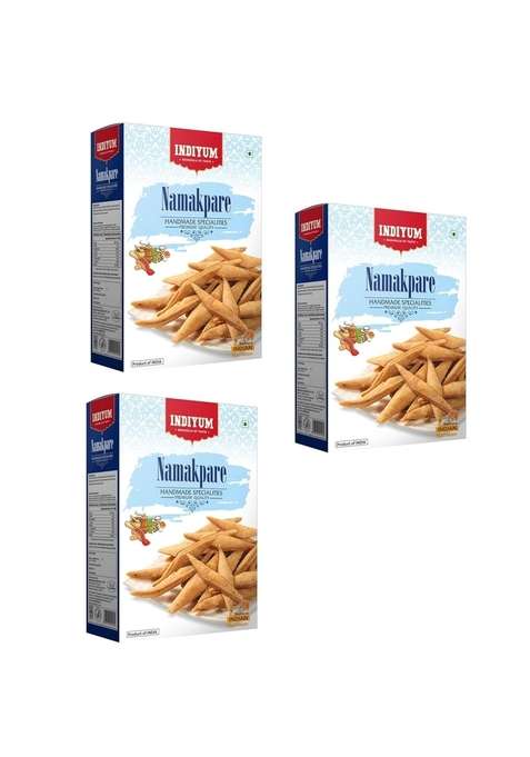 Indiyum Namakpare | Handmade Specialities Crispy Tea Time Snack Shankarpali Tukkudi Nimkin Matar 900G 300G X 3