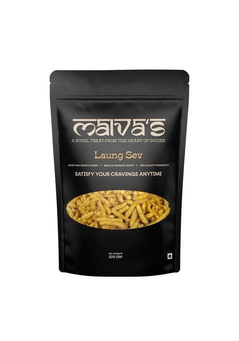 Malvas Food Laung Sev Namkeen 200 Gm | Mouth Watering Clove Spice Taste Soft Spicy Healthy Indian Snacks Indore