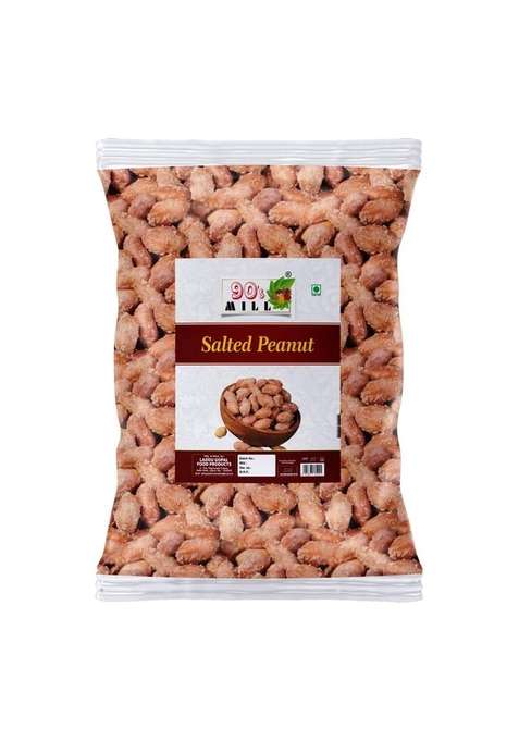 90'S Mill Coconut Gluten Free Nariyal Pani Khari Sing Water Roasted Peanut Groundnut Singdana Skin Removed Salted Peanuts Bharuch Mungfali Dana Namkeen Spicy Chakna Snack 1Kg 1Pack