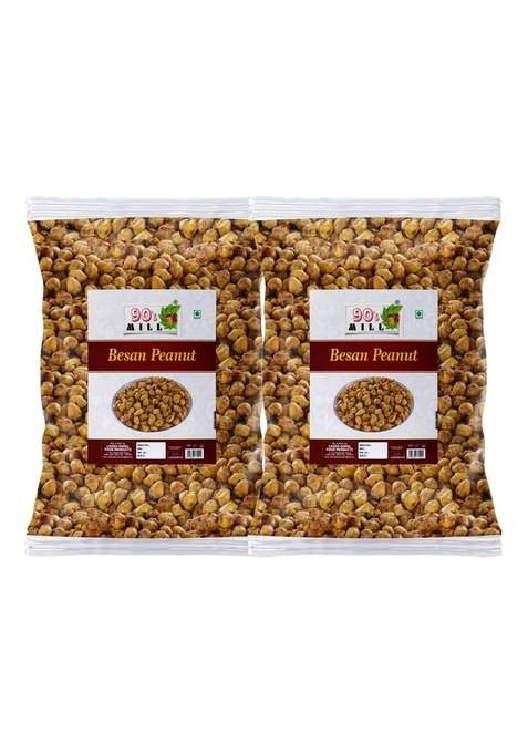 90'S Mill Authentic Bikaneri Spicy Coated Peanuts Nut Cracker Indian Namkeen Snack Chatpata Masala Mungfali | Special Kadalai Pakoda Ready To Eat Savoury 350G 2Pack