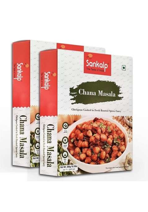 Sankalp Delicious Aromatic Ready To Eat Chana Masala Chole Chickpeas Cooked In Fresh Roasted Spices Curry | 5 Minutes No Preservatives |Gluten Free| 100 Mom Approved 300G 2 Pack