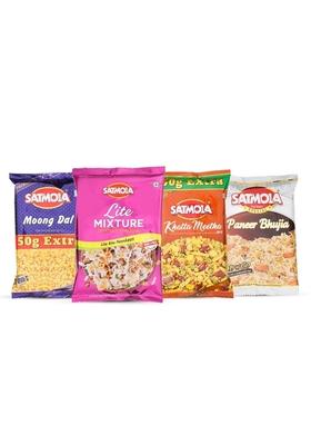 Satmola Light Crunchy Namkeen Snacks Combo Pack Of Lite Mix160G Khatta Mitha 200G Moong Dal 150G Paneer Bhujia 140G Crispy Tasty 4