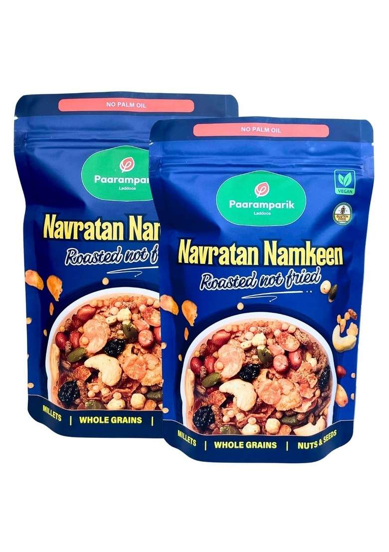 Paaramparik Laddoos Aaramparik Navratan Namkeen Mixture| Roasted Premium Snack With Jowar Ragi Cashew Raisin| No Palm Oil| Healthy Indian Oil Pack Of 2 100Gmx2 - Indya
