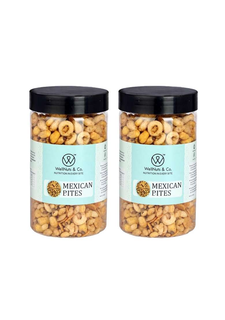 Wellnuts Co Mexican Bites | Spicy Roasted Snack Mix Crunchy High Protein Fibre Rich Gluten Free Vegan Trail Tasty Office Travel Party – 200G Pack Of 2 - Indya