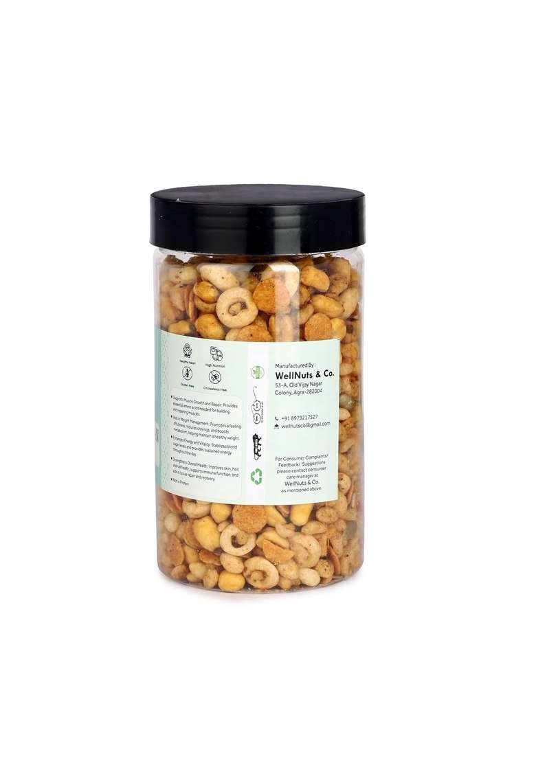 Wellnuts Co Mexican Bites | Spicy Roasted Snack Mix Crunchy High Protein Fibre Rich Gluten Free Vegan Trail Tasty Office Travel Party – 200G Pack Of 2 - Indya