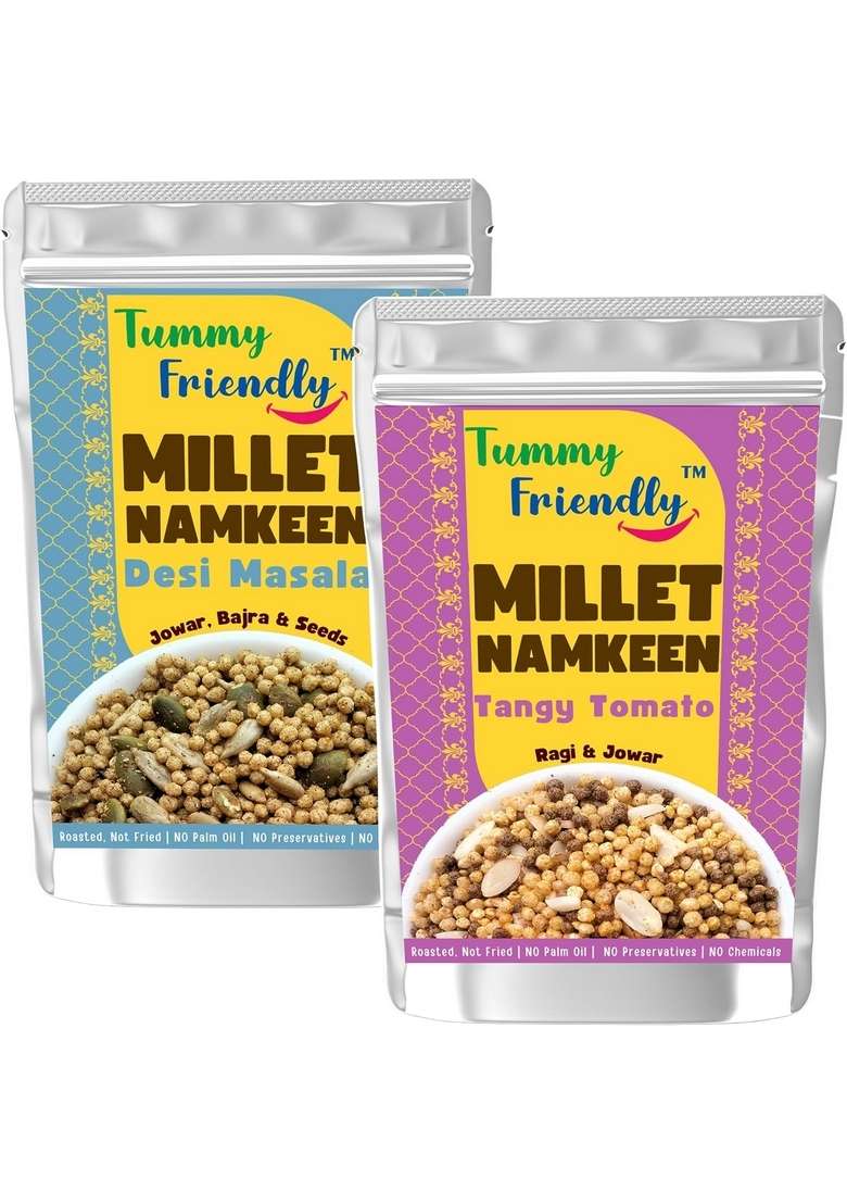 Tummy Friendly Tummyfriendly Millet Namkeen Mixture For Kids And Adults Items Pregnant Women Diabetics Healthy Snacks No Chemicals Preservatives Pack Of 2 70G Each Desi Tangy 2X70 - Indya