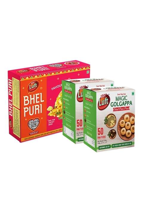 Wah Luft Ready To Eat Bhel Puri Kit And Magic Golgappa Instant Namkeen Snacks Chutney Inside Chaat Special Combo Pack Of 2