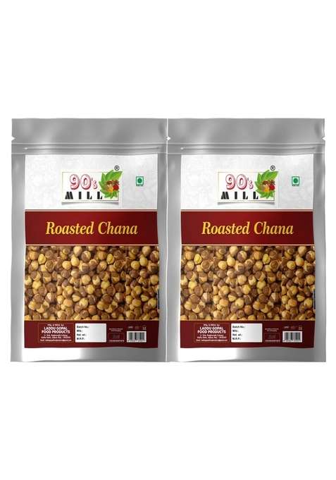90'S Mill Marwar Roasted Chana Bengal Gram Chickpeas Bhuna | Black Snacks Without Salt With Skin Ready To Eat Fresh Snack 150G 2Pack