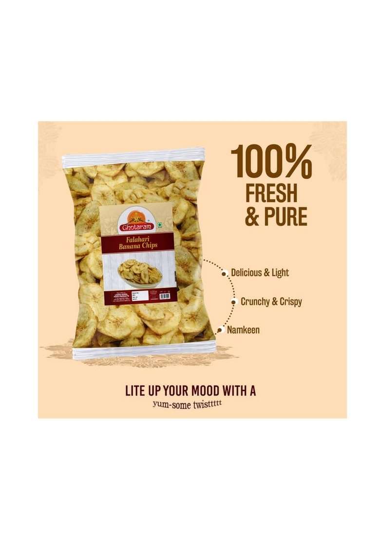 Ghotaram Kerala Vazha Pazham Namkeen Chips Wafers | Fast Falahari Farali Falhari Banana Vrat Upwaas Navratri Snack Tasty Yummy Healthy 1Kg 1Pack - Indya