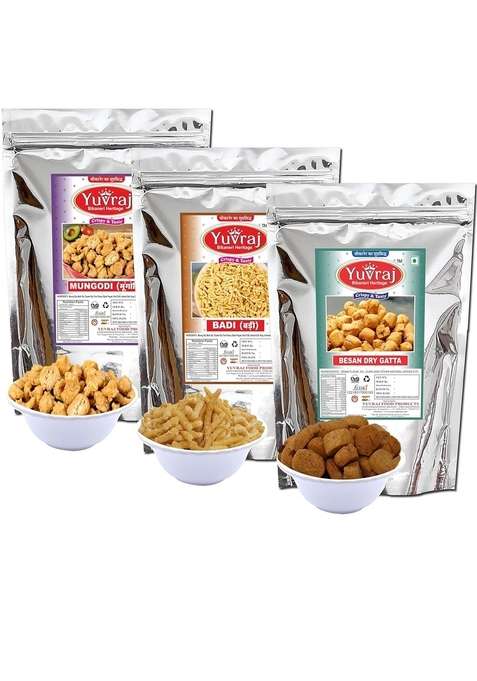 Yuvraj Food Product Mangodi Moong Badi | Besan Dry Gatte Mix Combo Pack Rajasthani Marwari Sabzi 400 200 Gm 1 Kg
