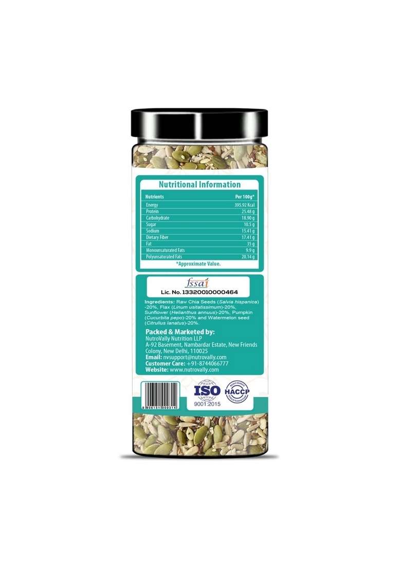 Nutrovally 5 In 1 Mix Seeds For Weight Loss | Nutrients Rich Premium Diet Chia Brown Flax Pumpkin Sunflower Watermelon 200 G Pack Of 2 - Indya