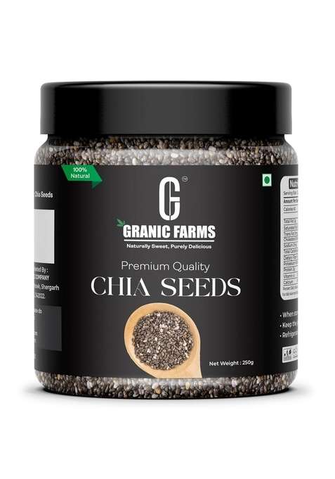 Granic Farms Chia Seeds 250Gm For Weight Management | Rich In Calcium Protein Fibre Beat The Heat 100 Clean Eating Antioxidant
