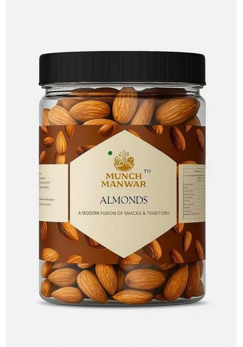 Munch Manwar Premium Whole Almonds Fresh Protein Rich Dry Fruits Crunchy Healthy Snacks 250 G