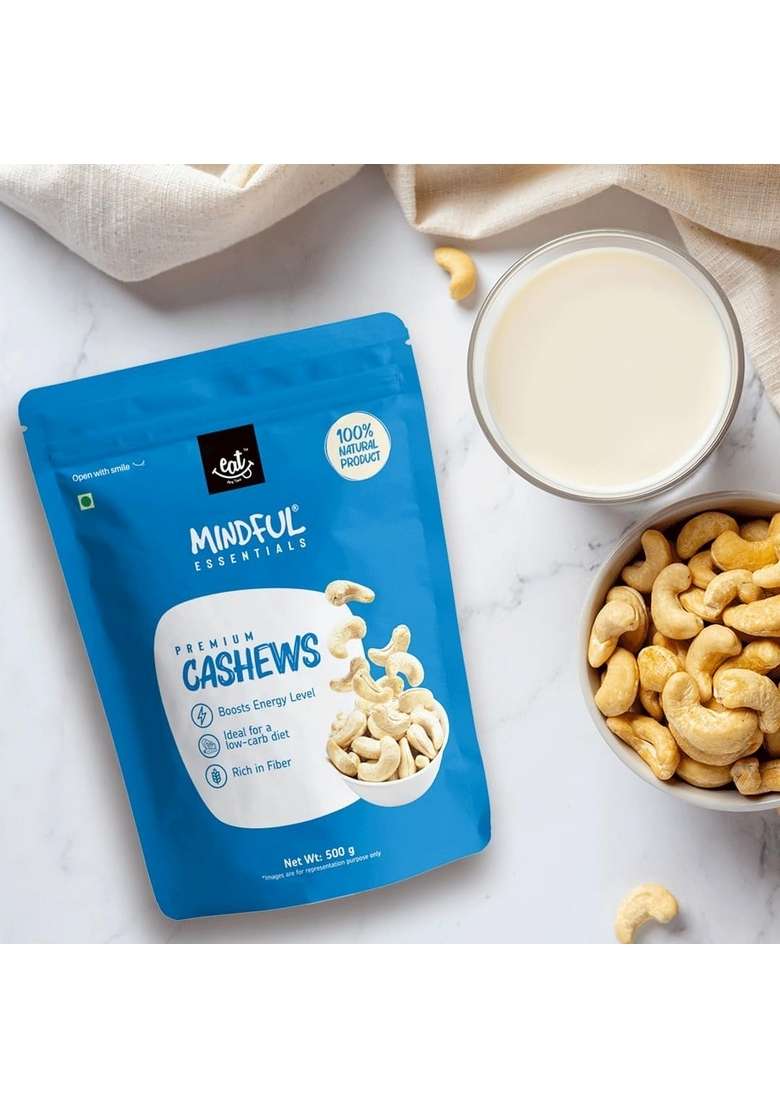 Eat Anytime Mindful Premium Healthy Cashew For | High Protein Dietary Fiber Antioxidant Natural Flavors Taste Cashews Nut 1Kg - Indya