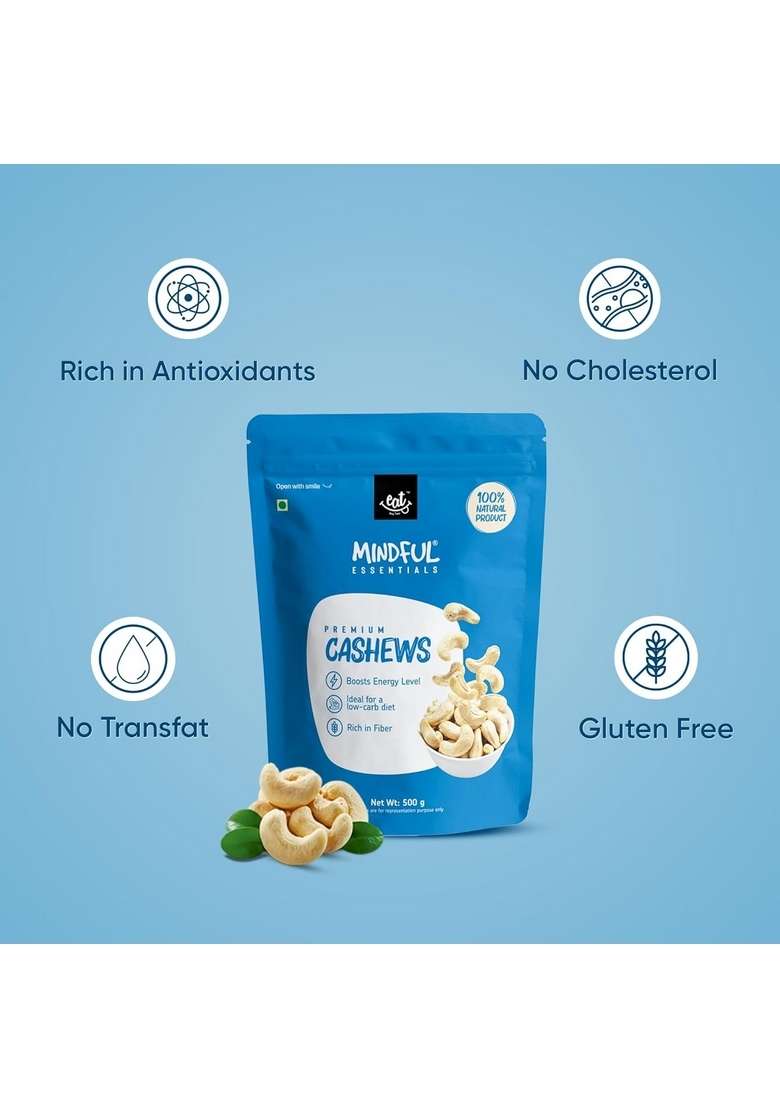 Eat Anytime Mindful Premium Healthy Cashew For | High Protein Dietary Fiber Antioxidant Natural Flavors Taste Cashews Nut 1Kg - Indya