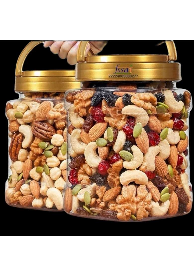 Nutkeen Healthy Nutmix 500Gpack2 Dried Almonds Black Raisins Cashewnuts Cranberries Dates Kiwi Pumpkin Seed Many More Pack Of Jar - Indya