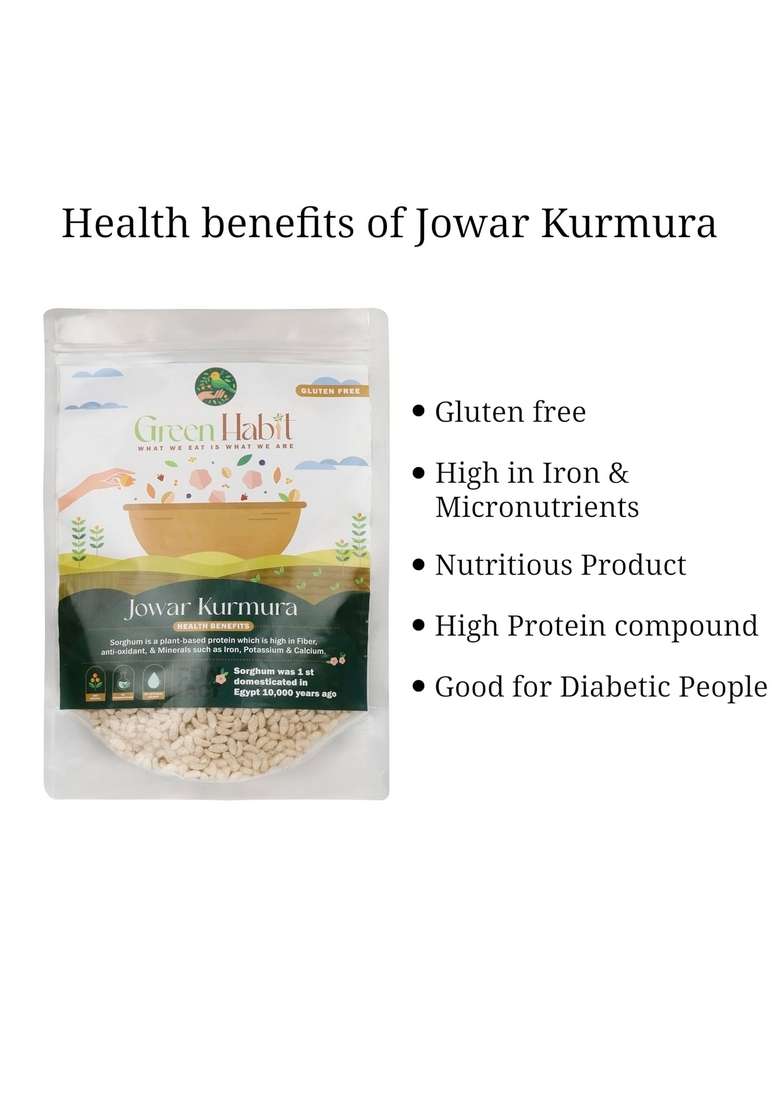Greenhabit Jowar Kurmura Murmura Aka Puff For Healthy Breakfast Snack Food 400 Gm Pack Of 1 - Indya