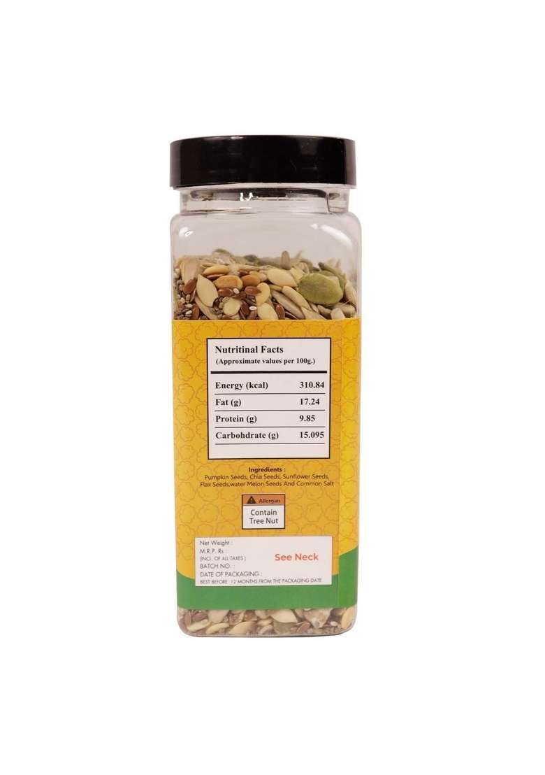 Wonderland Foods Device 400G 200G X 2 Roasted Mixed Seeds Jar Combo | Sunflower Pumpkin Watermelon Chia Flax For Eating Immunity Booster Diet - Indya
