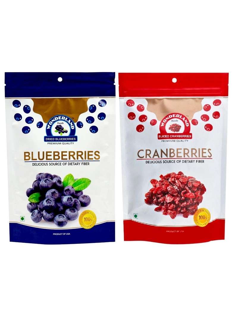 Wonderland Foods Device 350G Premium Berries Combo Of Dried Sliced Cranberries 200G Blueberries 150G - Indya