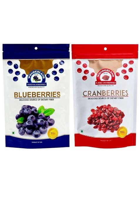 Wonderland Foods Device 350G Premium Berries Combo Of Dried Sliced Cranberries 200G Blueberries 150G