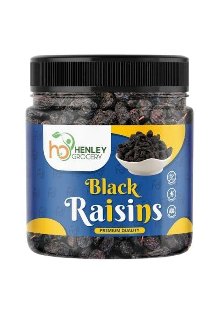 Henley Grocery Black Raisins | Kala Kishmish Seedless Dry Fruit For Snacking Cooking Iron Rich Naturally Sweet Healthy Immunity Boosting Superfood 500G - Indya