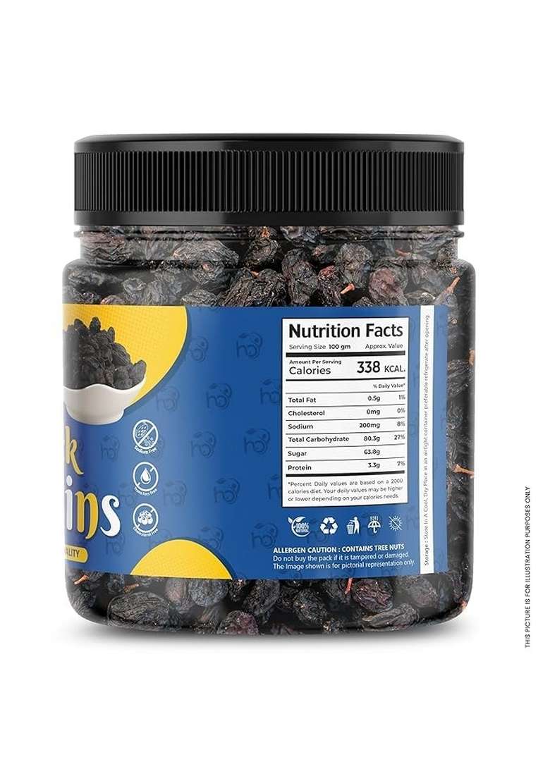 Henley Grocery Black Raisins | Kala Kishmish Seedless Dry Fruit For Snacking Cooking Iron Rich Naturally Sweet Healthy Immunity Boosting Superfood 500G - Indya