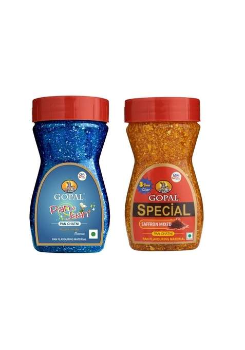 Gopal Pan Chatni Pack Of 2 Rajni Gandha Flavour And Special Saffron Mixed Flavouring Material | Paan Chutney Mouth Freshener 400G