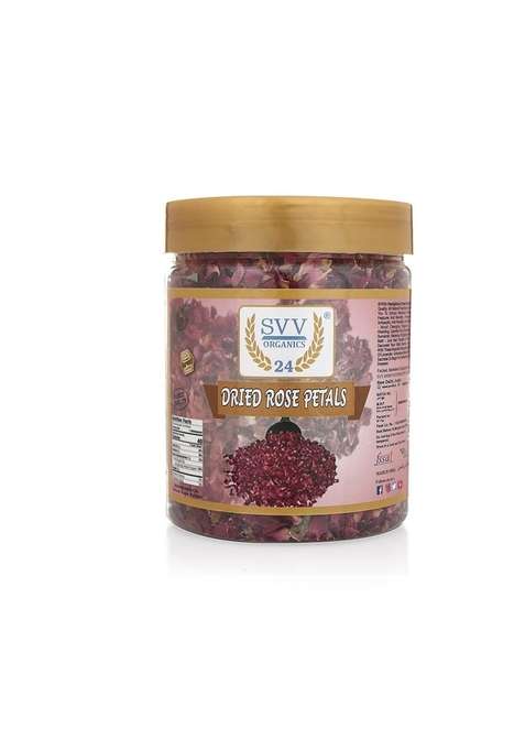 Svv Organics 24 Svv24 Dried Rose Petals 50G | 100 Natural Sun Organic Gulab Patti Edible For Face Pack Sweets Mukhwas Diy Skincare Herbal Use