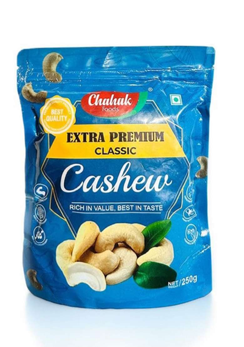 Chahak Foods Extra Premium Classic Cashew – Whole Crunchy Kaju |Fresh Rich In Taste | Healthy Dry Fruit Snack 250G Pack - Indya