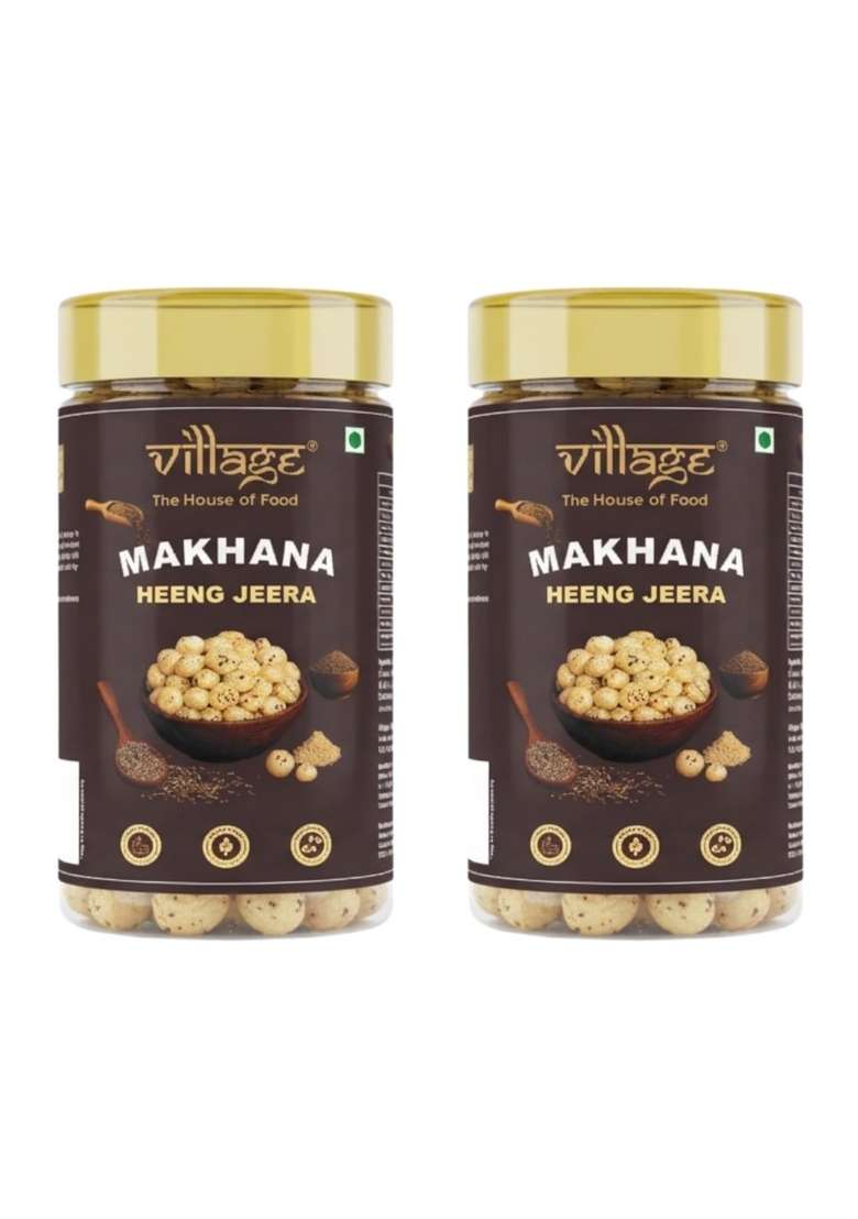 Village The House Of Food Roasted Makhana Heeng Jeera Flavor | Crunchy Healthy Snack In Rice Bran Oil Gluten Free Protein Rich Low Calorie Munchies 70G Jar Pack 2 - Indya