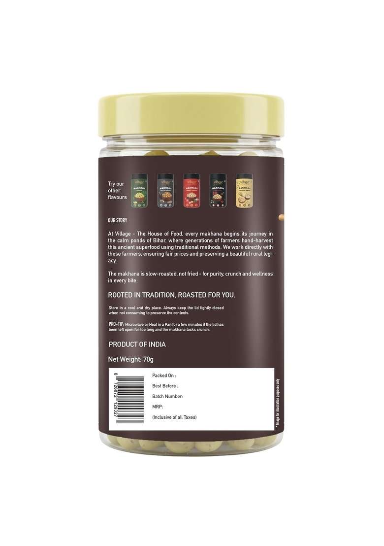 Village The House Of Food Roasted Makhana Heeng Jeera Flavor | Crunchy Healthy Snack In Rice Bran Oil Gluten Free Protein Rich Low Calorie Munchies 70G Jar Pack 2 - Indya