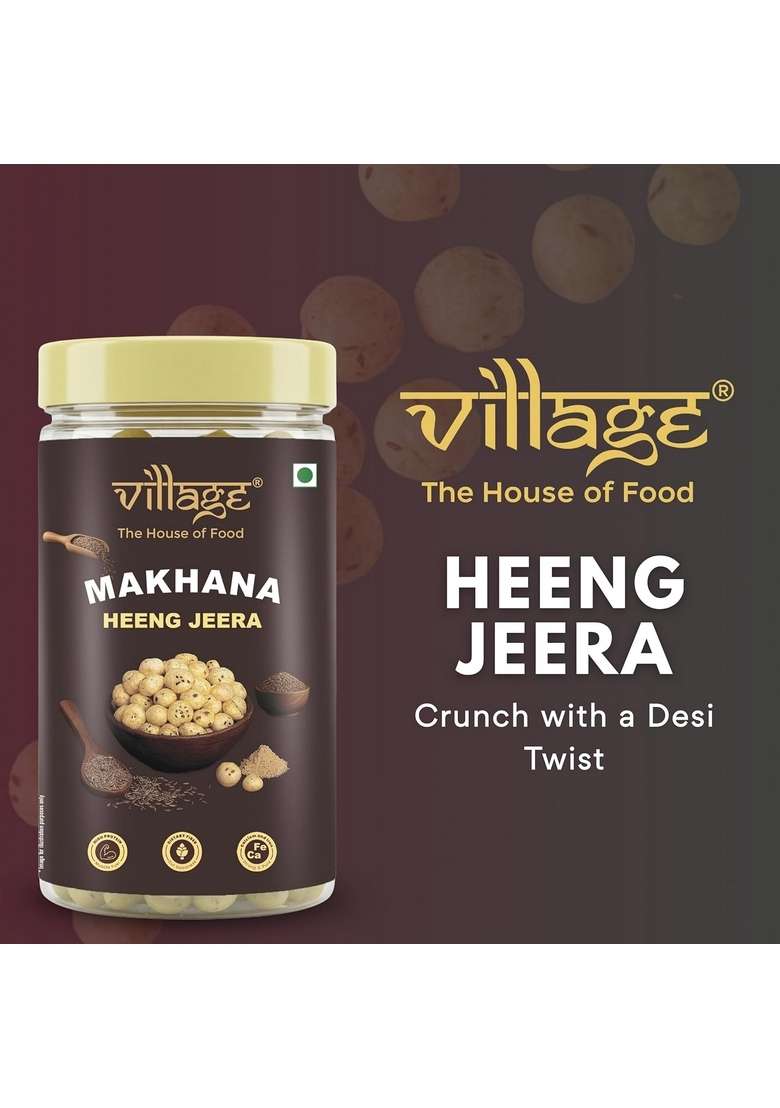 Village The House Of Food Roasted Makhana Heeng Jeera Flavor | Crunchy Healthy Snack In Rice Bran Oil Gluten Free Protein Rich Low Calorie Munchies 70G Jar Pack 2 - Indya