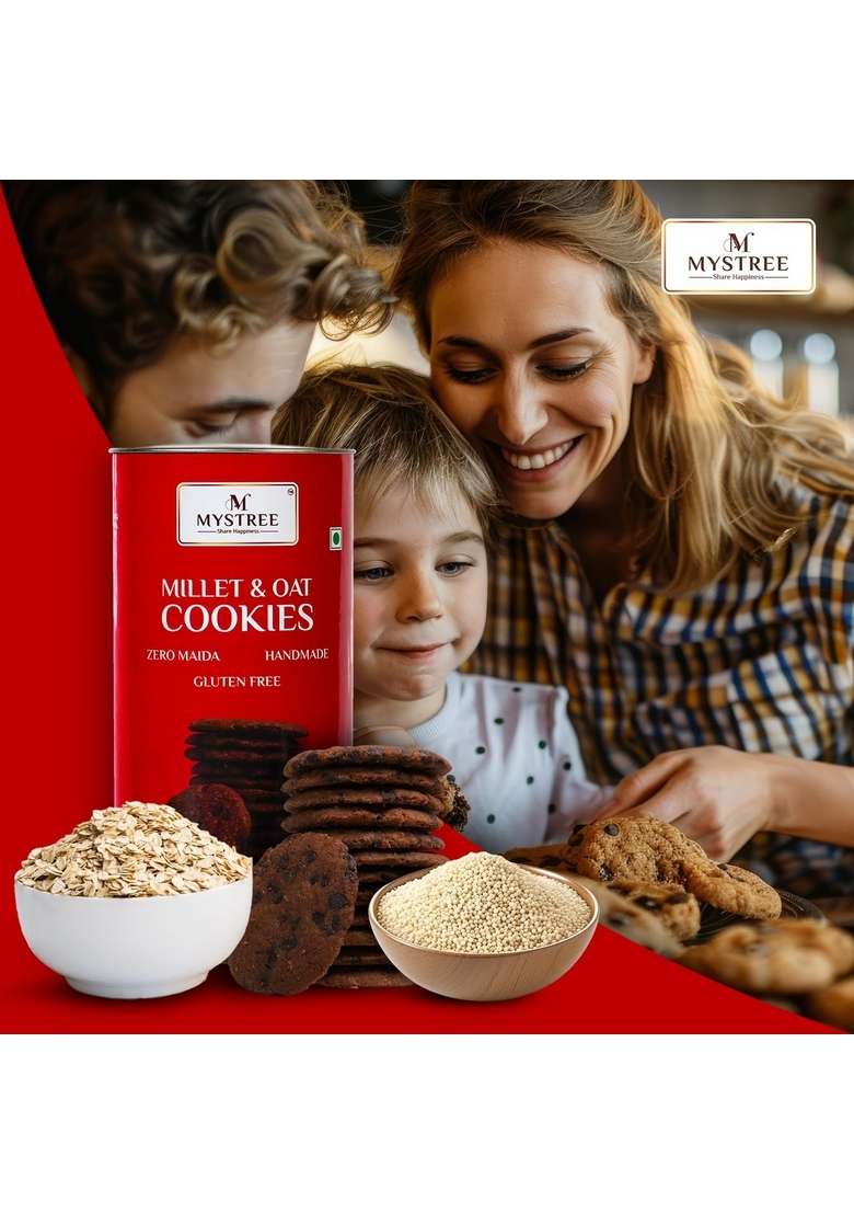 Mystree Millet Oat Cookies 210G | Rich In Protein Fiber Healthy Gluten Free Snack No Maida Ready To Eat Delicious And Nutritious Elevate Your Recipes With Tropical Goodness Perfect For Guilt Snacking Anytime - Indya