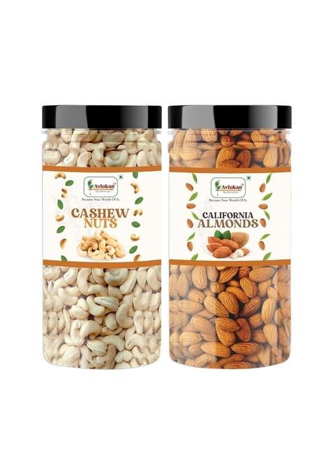 Avlokan Cashew And Almonds Combo Pack 500G Each | Roasted Salted Rich In Protein Healthy Fats Essential Nutrients For Snacking