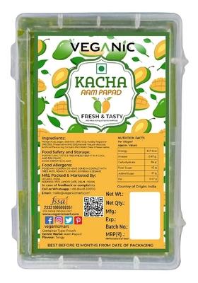 Veganic Kachha Aam Papad | Dried Raw Alphonso Mango Slices Khatta Green Tasty Fruit Bar Candy For Kids And Your Family Color 400G