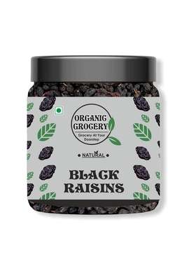 Organic Grocery Seedless Black Raisins 250Gram | Dried Kishmish Without Seeds Dry Grapes Kali Kismis Fruits Darakh Jar Pack Fresh And Healthy For Raksha Bandhan Festival Celebration Gift Family Friends Corporate Office Gifts Combo Diwali Hamper