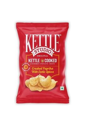 Kettle Studio | Cooked Potato Chips Crushed Paprika With Exotic Spices Crunchy Thick Cut Gluten Free Snack Spicy Party 120G Pack