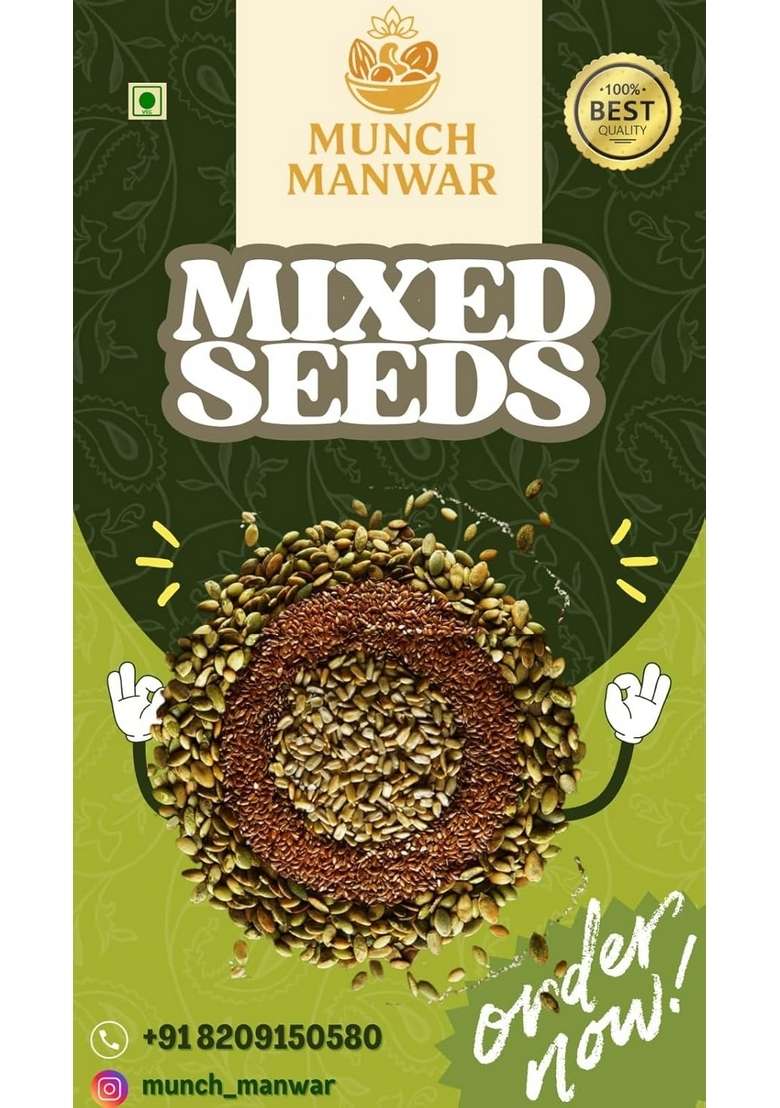 Munch Manwar Premium 7 In 1 Mixed Seeds Superfood Blend Sunflower Pumpkin Flax Chia High Protein Gluten Free Snack For Weight Management Smoothies 250 G - Indya