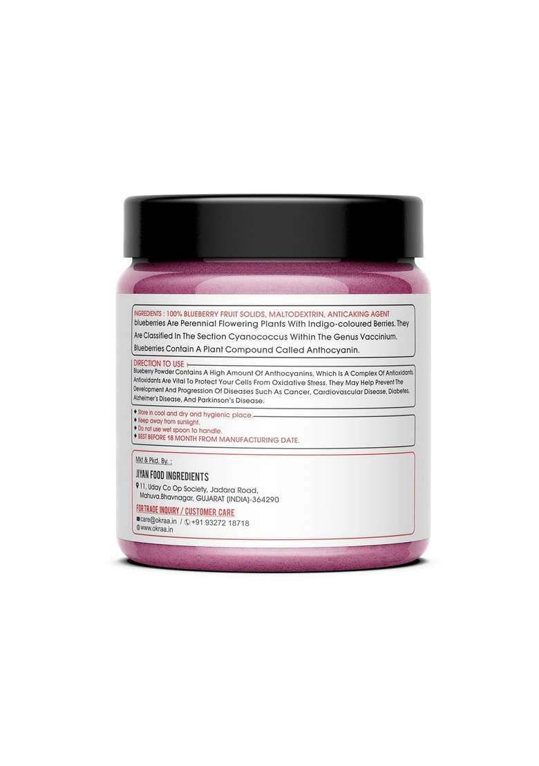 Okraa Blueberry Powder Spray Dried Blueberries 100 Gm - Indya