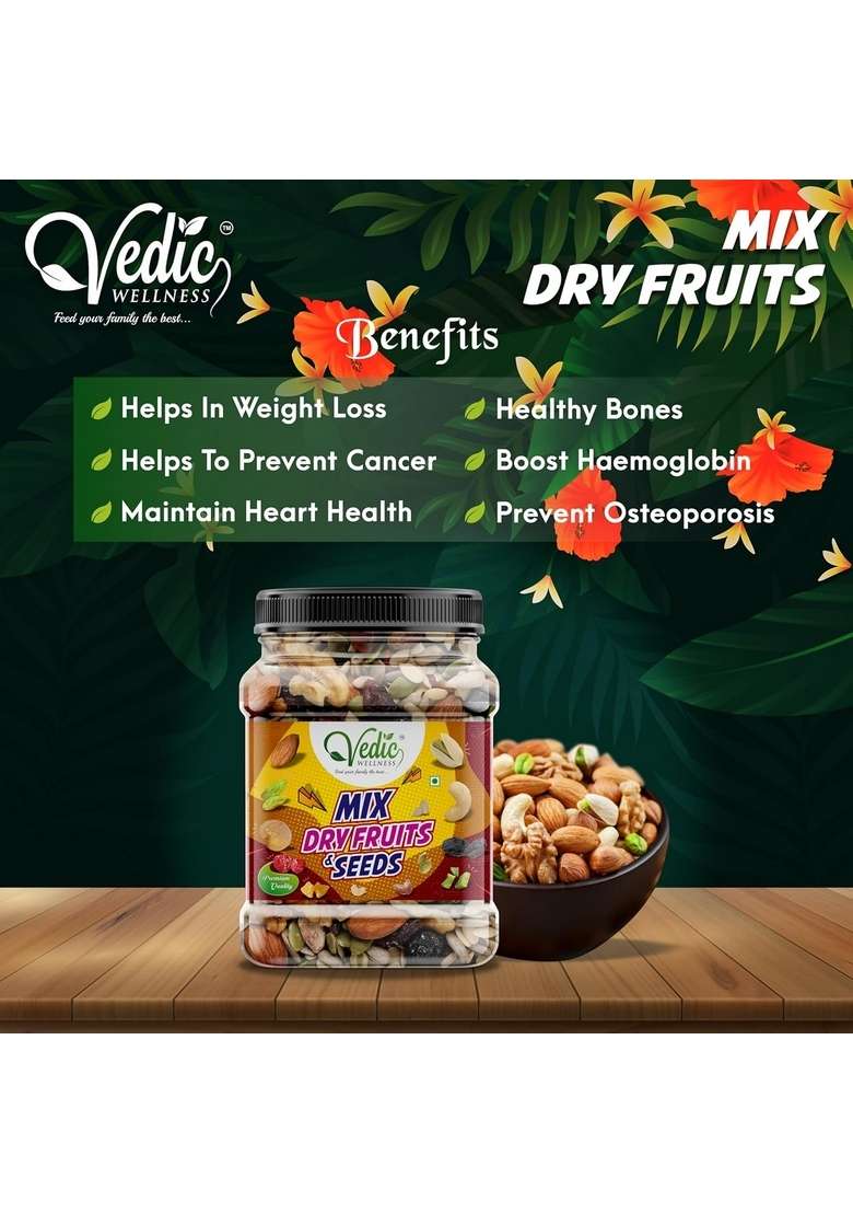 Vedic Wellness Healthy Mix Dry Fruits And Nuts | For Every Occasion Fresh 1 Kg - Indya