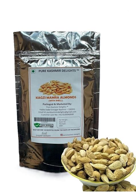 Pure Kashmir Delights | Kashmiri Kagzi Mamra Almonds With Paper Shell 800G 100 Natural Premium Badam In Authentic High Fibre Boost Immunity Organic