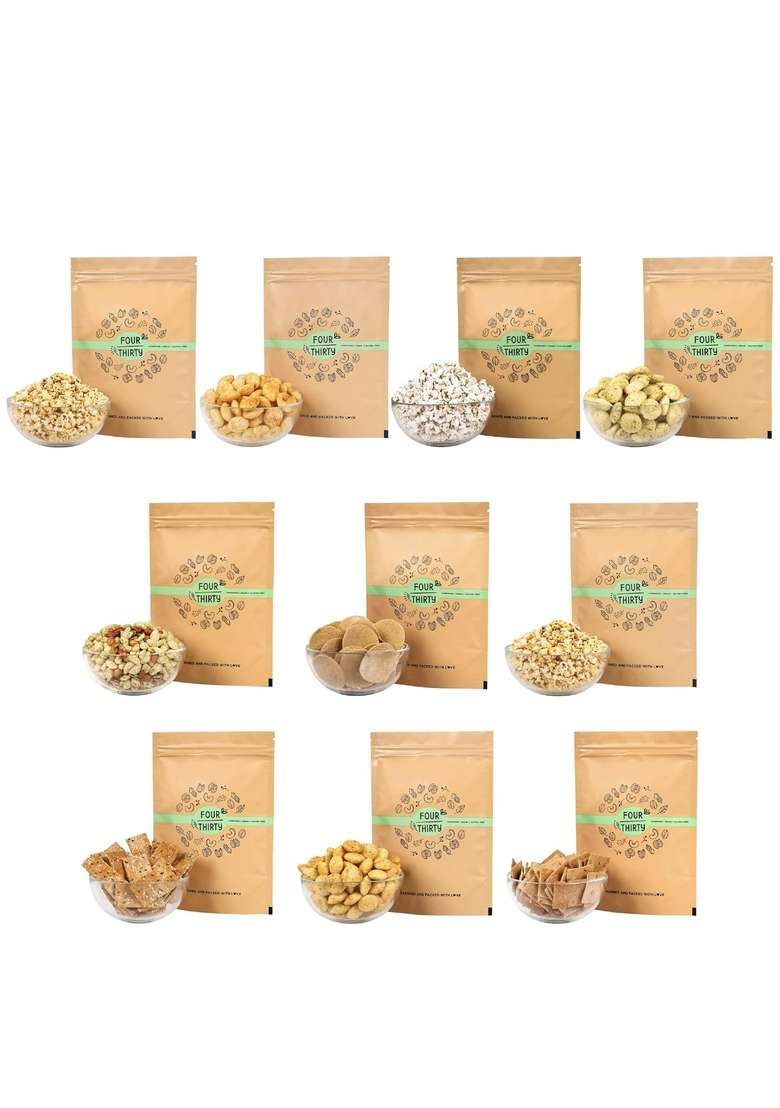 Fourthirty Box Of 10 Snacks | Tasty Healthy Gluten Free Made With Avocado Oil Vegan Sugar No Preservatives Pack - Indya